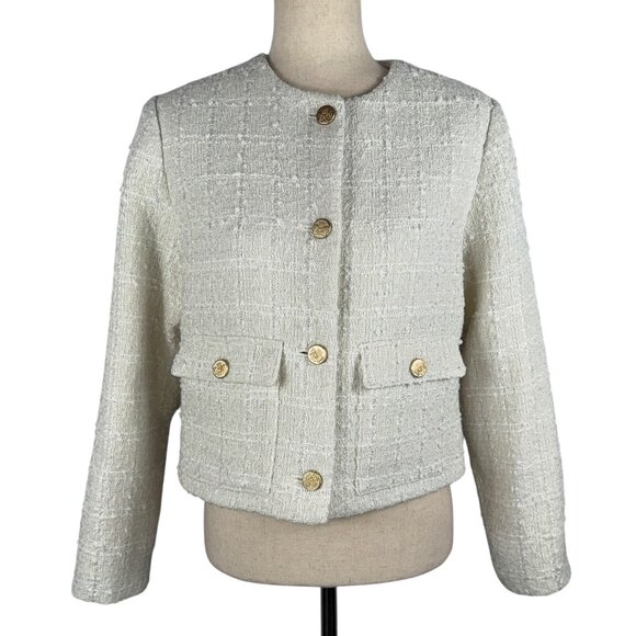 NWT Abercrombie & Fitch Ivory Blazer with Gold Hardware Size Medium - Picture 4 of 14